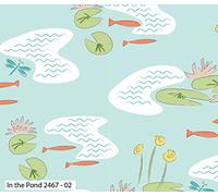 Nautical Fabric - 100% Cotton Printed Material, 44” Wide - Maritime Themed Fabric by The Metre - Ideal for Crafts, Quilting, Dressmaking (Little Fish Pond, Two Metres)