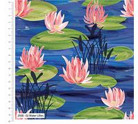 Nautical Fabric - 100% Cotton Printed Material, 44” Wide - Maritime Themed Fabric by The Metre - Ideal for Crafts, Quilting, Dressmaking (Lily Pond, Metre)