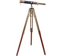 Nautical Floor Standing Antique Brass Telescope Black Leather Traditional Home Decor Arc Design Adjustable Scope Brass Telescope