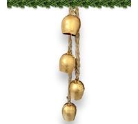 Nautical Gift Decor Iron Wrought Bell Chime Handmade Brass Finish Wall Hanging Rope 4 Bell