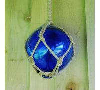 Nautical Glass Sea Fishing Float Buoy Blue | 5"/12.5cm Dia With Rope Hanger | Bristol Blue Witches Ball | 15218BLU