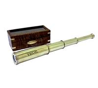 Nautical Handheld Brass Telescope with Wooden Box Pirate Spyglass 15" Rustic Vintage Home Decor Gifts