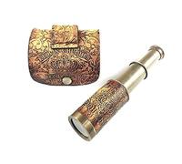 Nautical Handheld Pirate Brass Telescope with Box/Case,Sailor Home Decor Pirate Captain Boat Gift (6", Kelvin & Hughes)