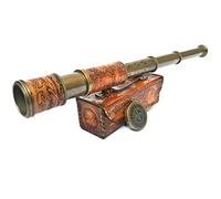 Nautical Handheld Pirate Brass Telescope with Box/Case,Sailor Home Decor Pirate Captain Boat Toy Gift (16", Dollond)