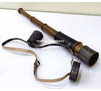Nautical Handicrafts Antique Telescope Spyglass Pirate Maritime Handheld 18” Covered Grey Leather Marine Gift Rustic Vintage Home Decor Gifts