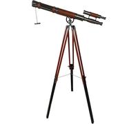 Nautical Handmade Brass Telescope Double Barrel Vintage Shiny Black Chrome Finish Adjustable Brown Leather Wrap On Telescope Floor Stading Wooden Tripod Be Strong Courageousn for The Lord Your God