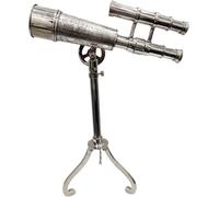 Nautical Handmade Telescope Maritime Ship Instrument Double Barrel Full Brass Tripod Stand Chrome Finish Vintage Table