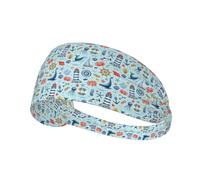Nautical Helms Lighthouse Anchors Fish Whale Elastic Exercise Headband Non Slip Workout Headbands Sports Hair Band