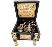 Nautical J. Scott Brass Sextant - Antique Vintage Maritime Navigation Astrolabe, Working Marine Sextant with Wooden Box, Measures Distance & Angles