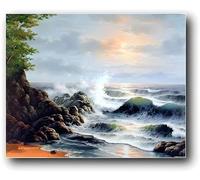 Nautical Landscape Ocean Crashing Waves Surf on Rock Nature Scenic Picture Wall Decor Art Print Poster (16x20)