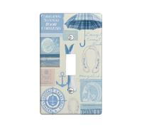 Nautical Light Switch Cover Plates/Outlet Covers, Ocean Blue Coastal Designs for Beach Decor, Thermoplastic Wall Plates, Standard Size Single Toggle