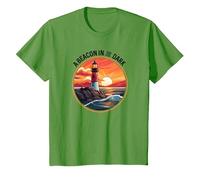 Nautical Lighthouse at Sunset Beacon in The Dark T-Shirt, Youth, Grass Green, X-Small