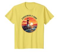 Nautical Lighthouse at Sunset Beacon in The Dark T-Shirt, Youth, Lemon Yellow, 3T