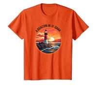 Nautical Lighthouse at Sunset Beacon in The Dark T-Shirt, Youth, Orange, Small