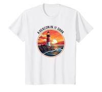 Nautical Lighthouse at Sunset Beacon in The Dark T-Shirt, Youth, White, 2T