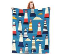 Nautical Lighthouse Blanket Gifts for Women Men Kids Lighthouse Lovers, Nautical Coastal Themed Throw Blankets, Soft Cozy Lightweight Plush Throws for Living Room Sofa Couch Home Decor 50x60in