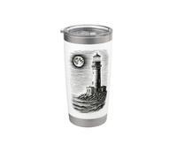 Nautical Lighthouse Maritime Ink Style Ocean Tee Stainless Steel Insulated Tumbler