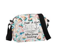 Nautical Lover Gift Just A Girl Who Loves Sailing Crossbody Bag Sail Boat Captain Gift, Loves Sailing Hcb