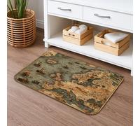 Nautical Map Design Quick Dry Bath Mat, Vintage Maritime Art Absorbent Non Slip Shower Mat, Adventure Memory Foam Washable Bath Rugs for Bathroom Toilet Restroom Decorative 16x24 Inch