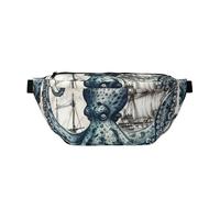 Nautical Map with Octopus and Ship Bumbag Waist Pack for Men Women, Sling Bags Crossbody Bag for Outdoors, Sport, Hiking, Travel