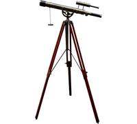 Nautical Marine Double Barrel Telescope Brown Leather Anchor Master Handcrafted Adjustable Wooden Brown Tripod Nautical Floor Standing Brass Telescope