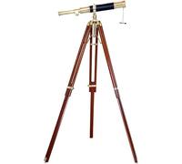 Nautical Marine Navy Solid Brass Telescope Shiny Brass Telescope Antique Style Wooden Tripod
