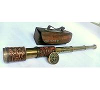 Nautical Marine Spyglass Handheld Brass Telescope with Leather Case~VintageDollond London Scope