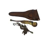 Nautical Maritime Antique & Copper Boatswain Whistle Bosun Call Pipe with Leather Case
