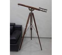 Nautical Maritime Telescope Double Barrel Antique Brown Tripod Stand