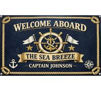 Nautical Metal Sign - “Welcome Aboard” Custom Captain & Boat Name (A5 148 X 210 MM)