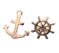 Nautical Minimalist Stud Earrings - Rose Gold Mismatched Anchor & Ship’s Wheel Earrings - Sailing Gift