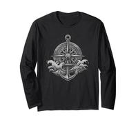 Nautical Navigator Compass - Classic Anchor Ocean Design Long Sleeve T-Shirt