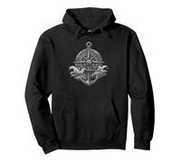 Nautical Navigator Compass - Classic Anchor Ocean Design Pullover Hoodie