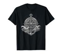 Nautical Navigator Compass - Classic Anchor Ocean Design T-Shirt