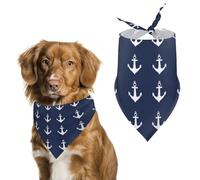 Nautical Navy Blue An-chors Printed Dog Bandanas Pet Scarf Triangle Adjustable Kerchief Accessories for Cat Dog