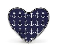 Nautical Navy Blue Anchor Badge Brooch Heart Shaped Collar Pin for Bag Jacket Clothes Accessories