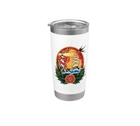 Nautical Old School Tattoo Art Lighthouse & Ship Scene Stainless Steel Insulated Tumbler