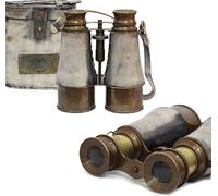 Nautical Pirate's Spotting Scope Brass Binocular with Leather Case Brass Sailor Instrument London 1915 Gray Telescopes Victorian Marine 7"