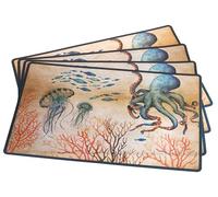 Nautical Plastic Place Mats Wipe Clean - Octopus Design - Set of 4