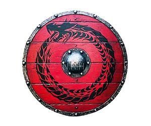 Nautical Replica Hub 24" Collectible Medieval Dragon Battle Warrior Wooden Shield Holloween Gift Viking Round Armor Templar Shield
