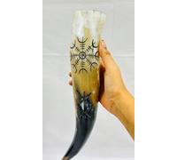 Nautical Replica Hub Authentic Handmade Viking Drinking Horn - Medieval Norse Ale Drinking Mug for Vikings - Hand Engraved Viking's Drink Cup - Food Safe Beer Horns (Mead Ale and Beer Horn)