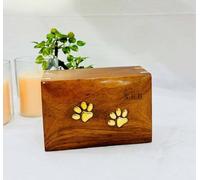 Nautical Replica Hub Brass Paw Inlaid Rosewood Pet Wooden Box Urn - Rosewood Pet Cremation Urn - Perfect Memorial Pet Urns for Dog and Cat Ashes