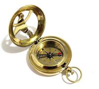 Nautical Replica Hub Brass Push Button Direction Sundial Compass - Pocket Sundial Compass Handheld Navigation Compass, Full Brass, 5cm X 1.5cm