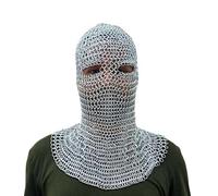 Nautical Replica Hub Chainmail Mail Coif Medieval Knight Renaissance Armor Chain Mail Hood Viking LARP 18 Gauge- Steel zinc Plated`