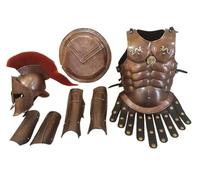Nautical Replica Hub Copper Muscle Armor Jacket Medieval King Spartan 300 Helmet Armor Shield Leg and Arm Guard Set Halloween Costume