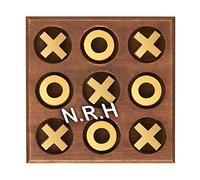 Nautical Replica Hub Decorative Noughts and Crosses Brass Wooden Tic Tac Toe Games Strategy Game with Brass X & O Pieces, Classic Tabletop Decor Gift.