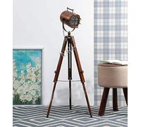 Nautical Replica Hub Designer Spotlight Tripod Floor Lamp Brown Tripod lamp Hollywood Studio Retro Searchlight Living Room Decor