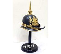 Nautical Replica Hub German Pickelhaube Black Officer's Helmet On Stand