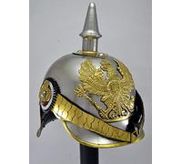 Nautical Replica Hub German Pickelhaube Imperial Prussian Helmet Leather German HAT - in Steel w/Brass Trim Halloween Costume