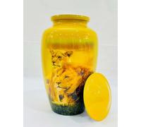 Nautical Replica Hub Handcrafted 2 Lions Decorative Urn Handmade Cremation Urn for Human Ashes Affordable Urn Memorial Keepsake Urn